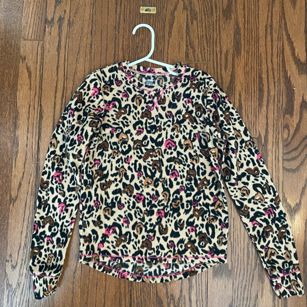 Cuddl Duds Climate Right-Leopard Print Kids Long Sleeve Top